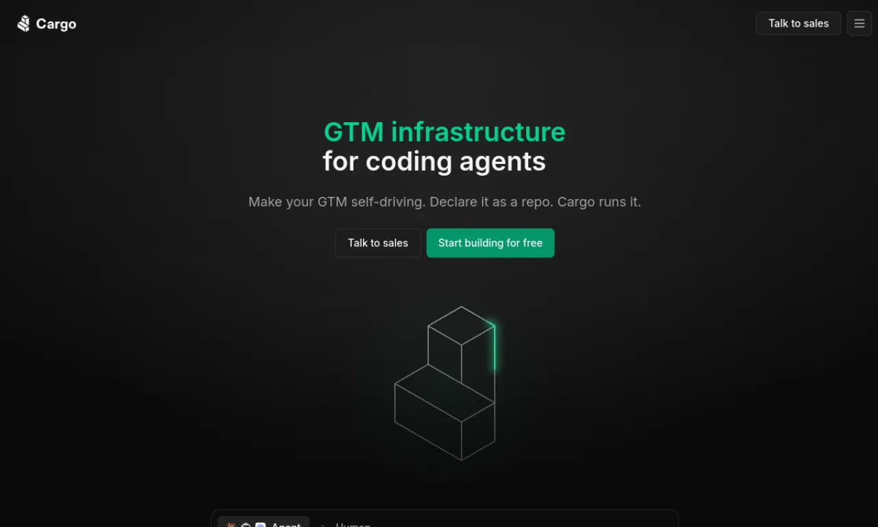 Screenshot of Cargo + AI website
