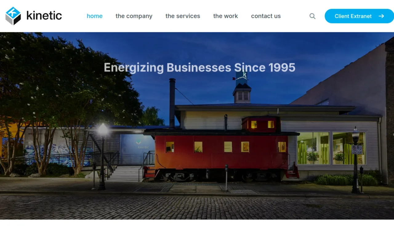Screenshot of Kinetic website