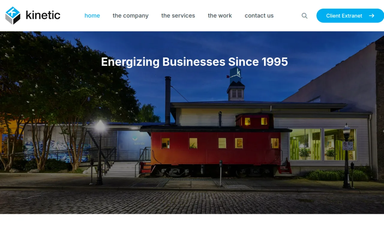 Screenshot of Kinetic website