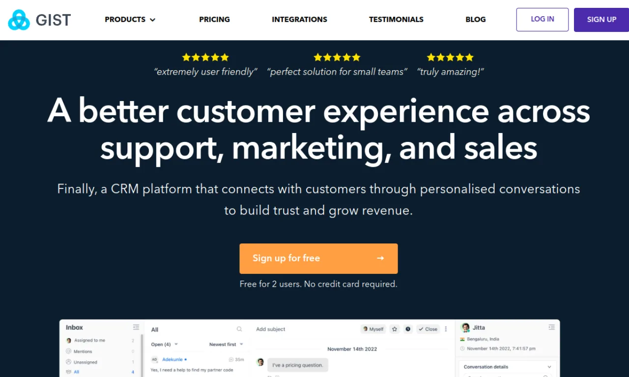 Screenshot of Gist website