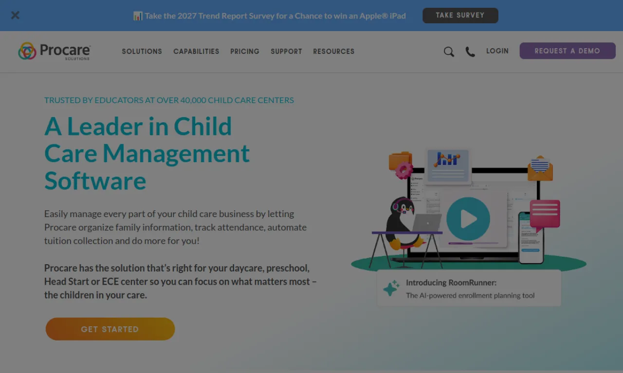 Screenshot of Procare website