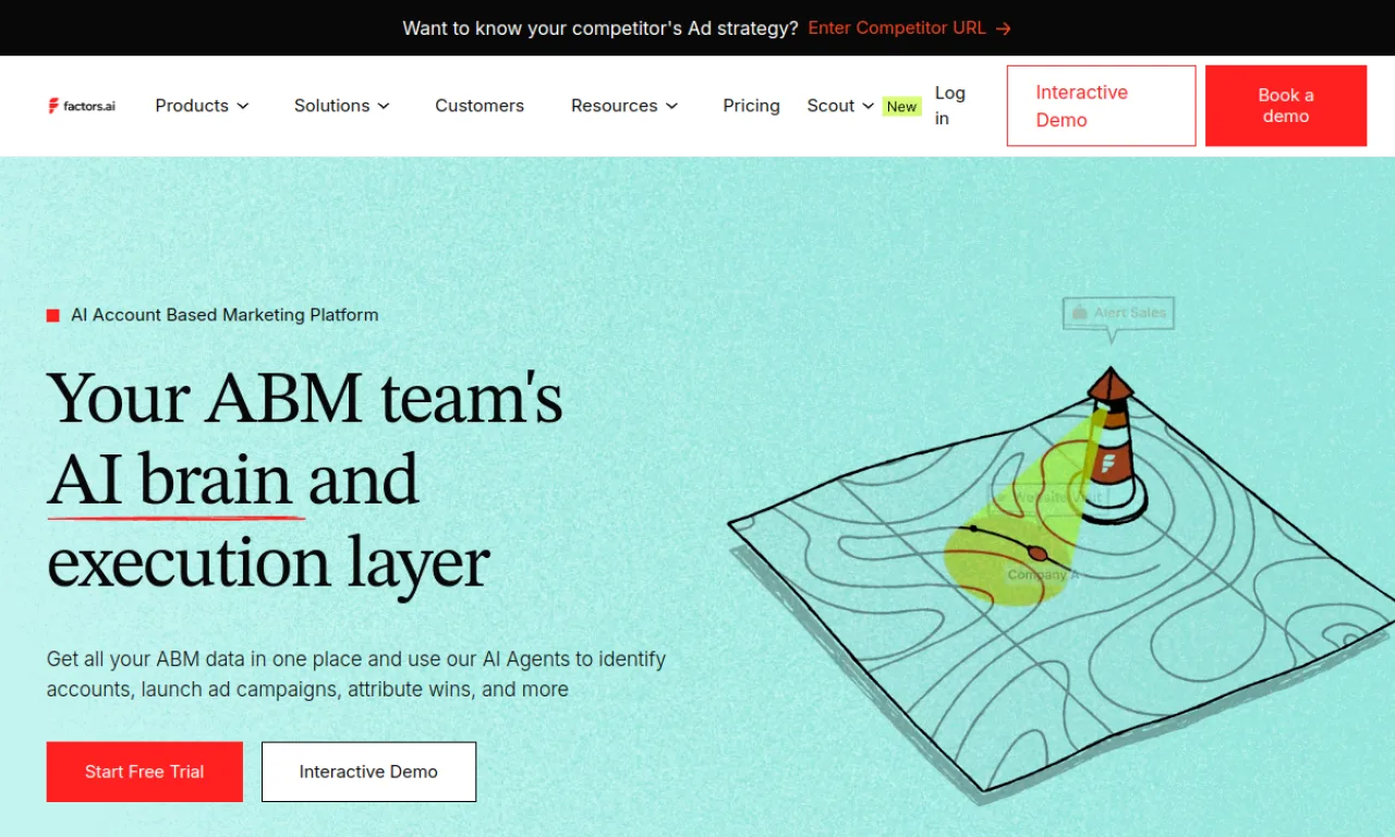 Screenshot of Factors.ai (Reveal) website