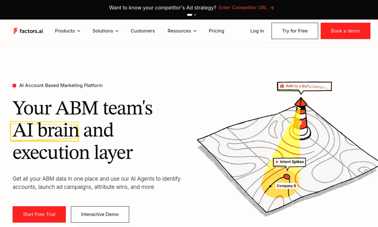 Screenshot of Factors.ai (Reveal) website