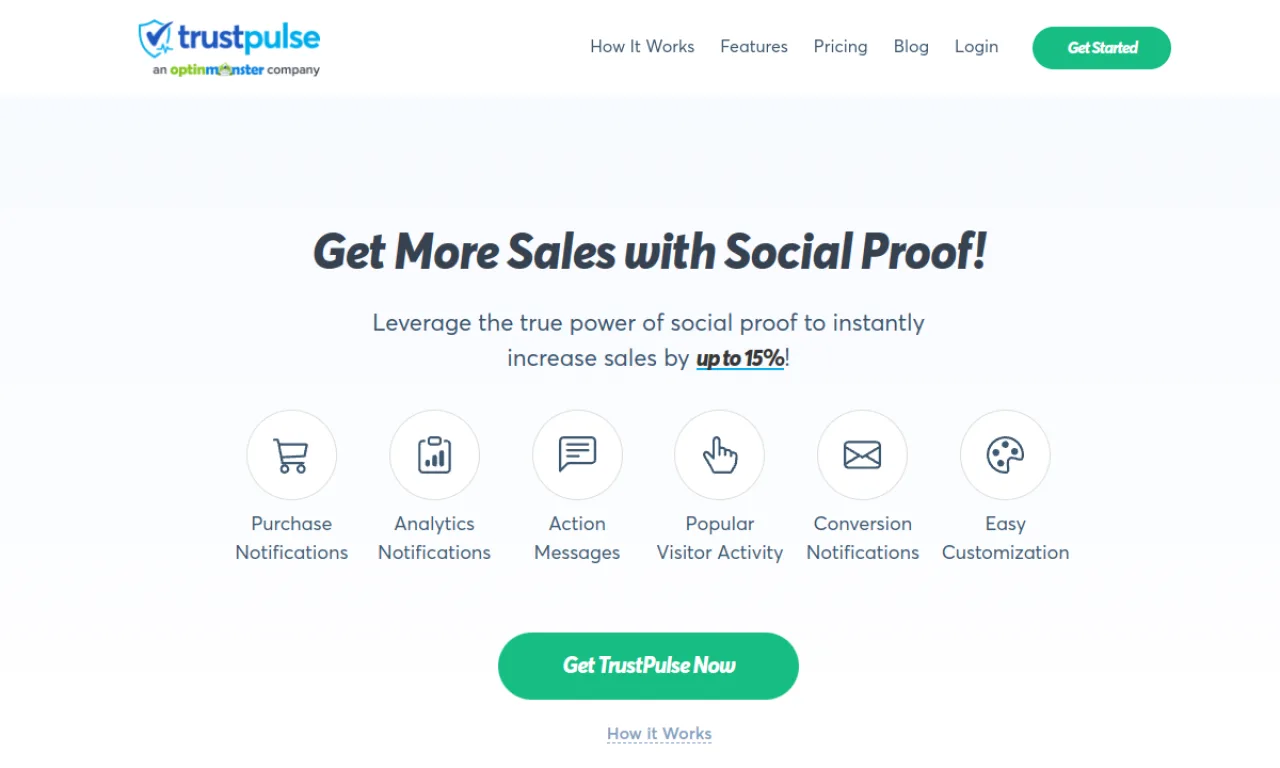 Screenshot of TrustPulse website