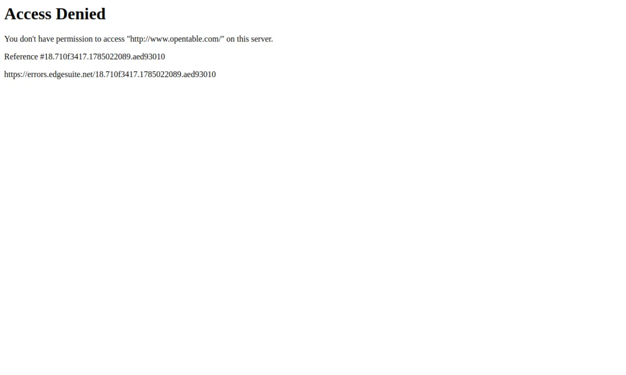 Screenshot of OpenTable website