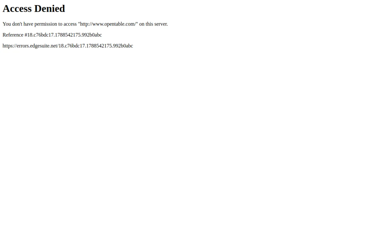 Screenshot of OpenTable website