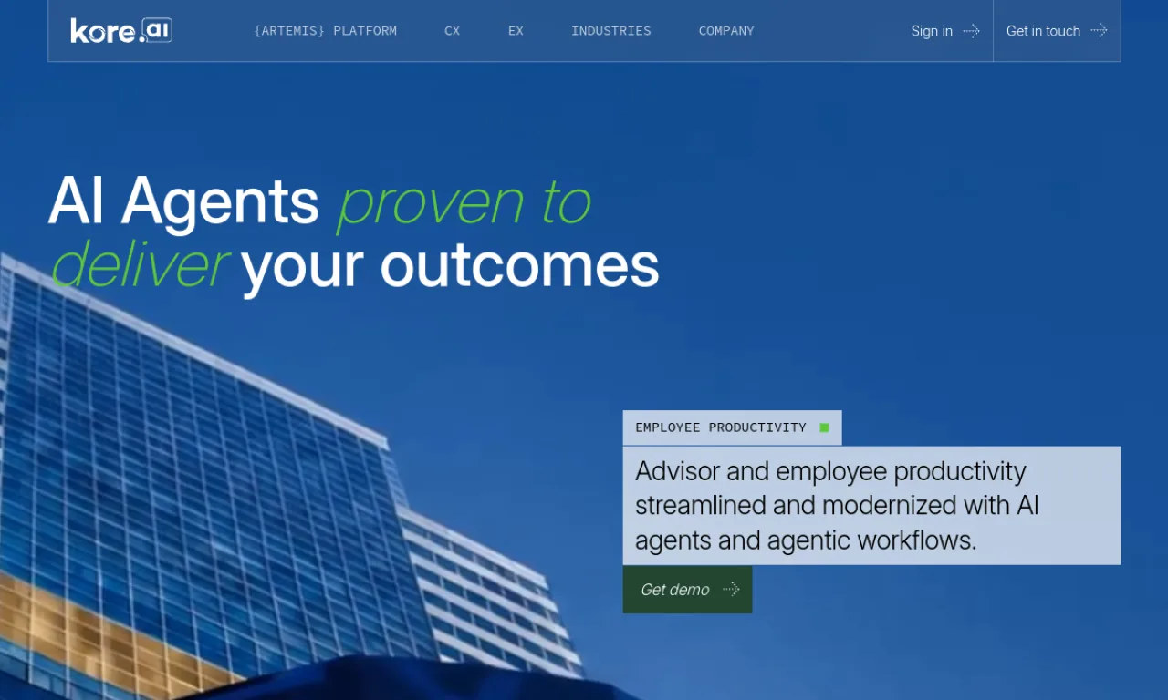 Screenshot of Kore.ai website