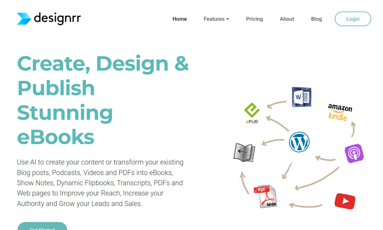 Screenshot of Designrr website