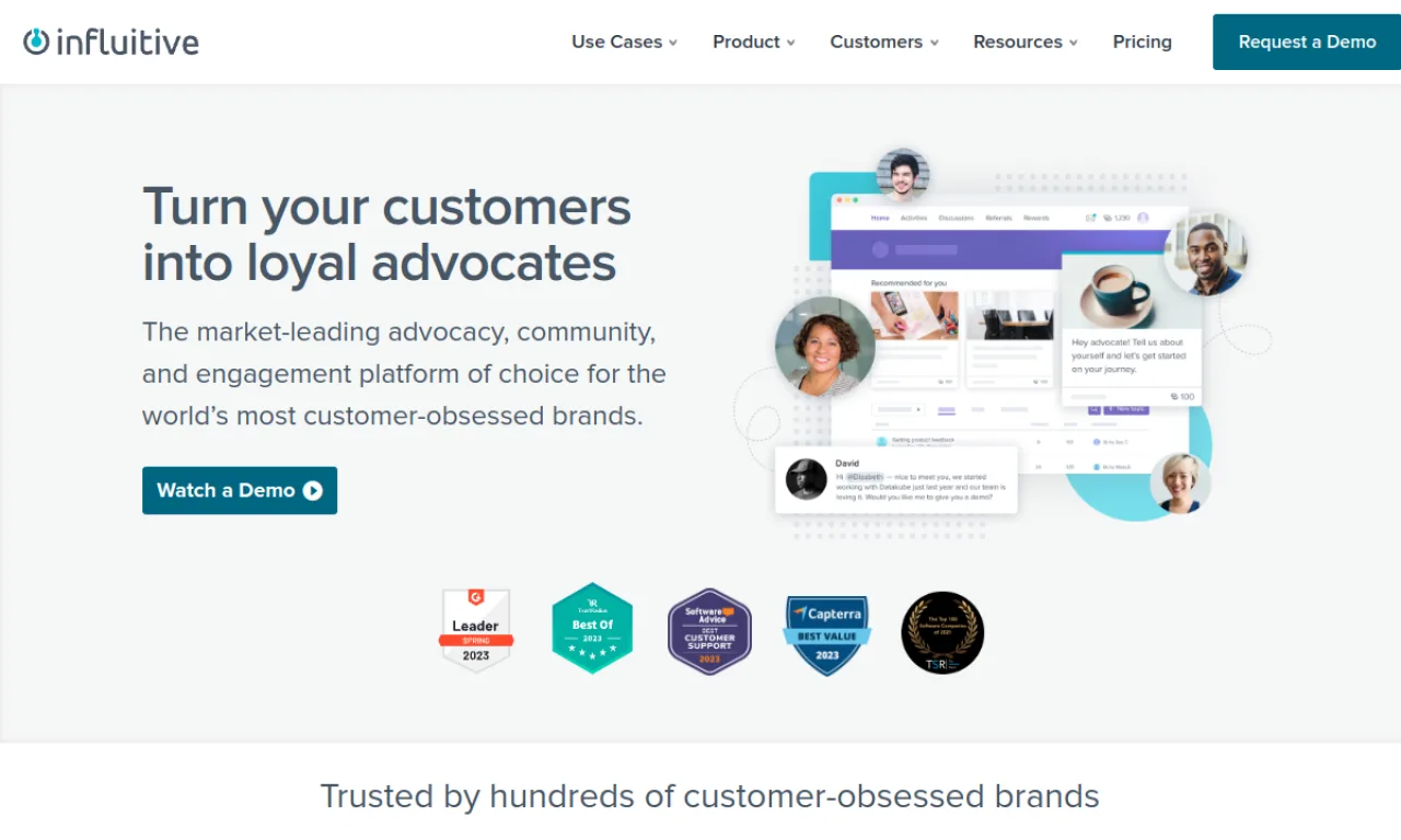 Screenshot of Influitive Advocacy website