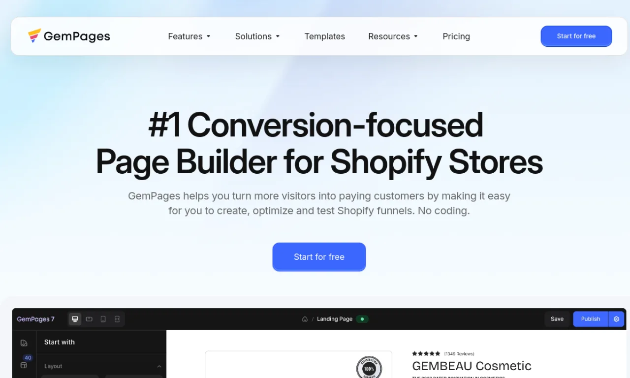 Screenshot of GemPages website