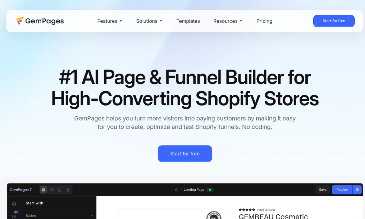 Screenshot of GemPages website