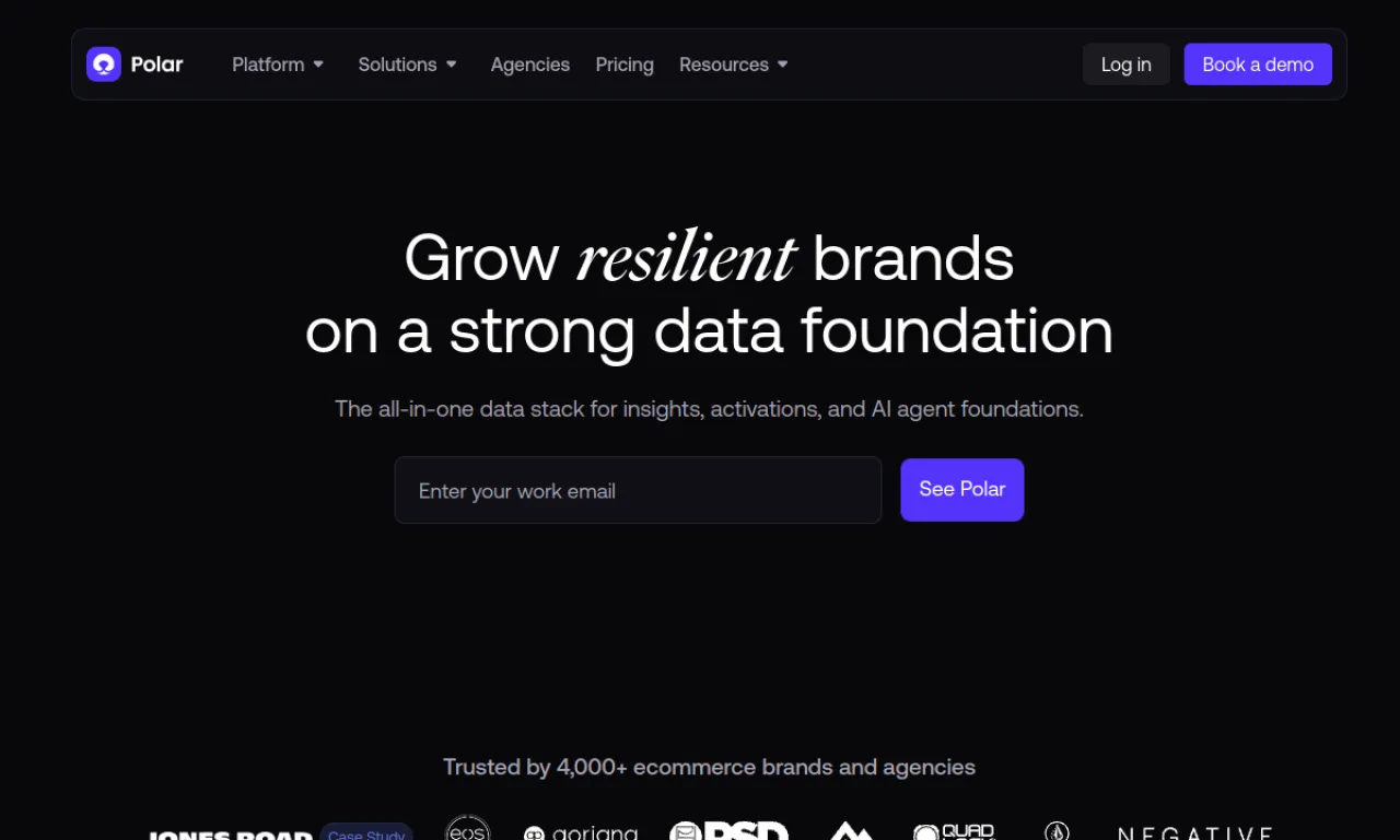 Screenshot of Polar Analytics website
