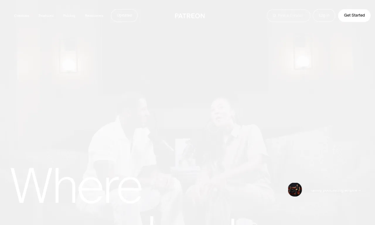 Screenshot of Patreon website