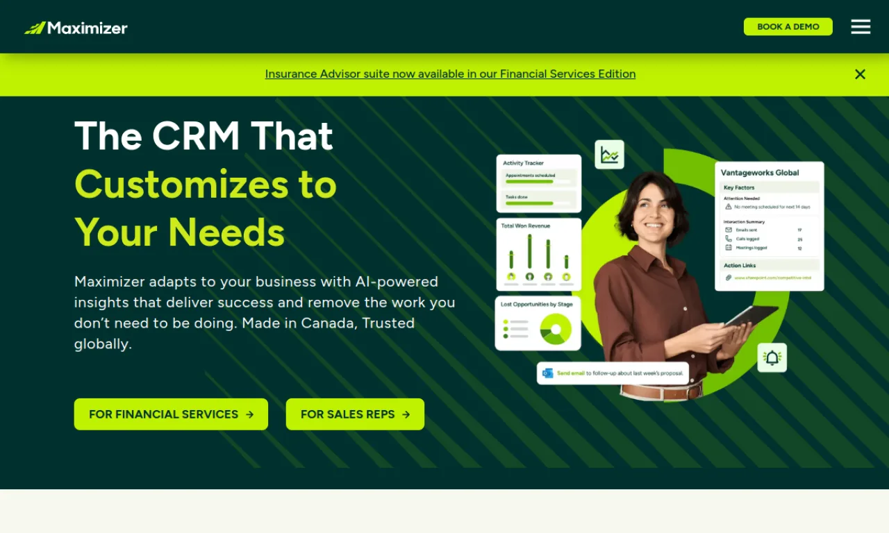 Screenshot of Maximizer website