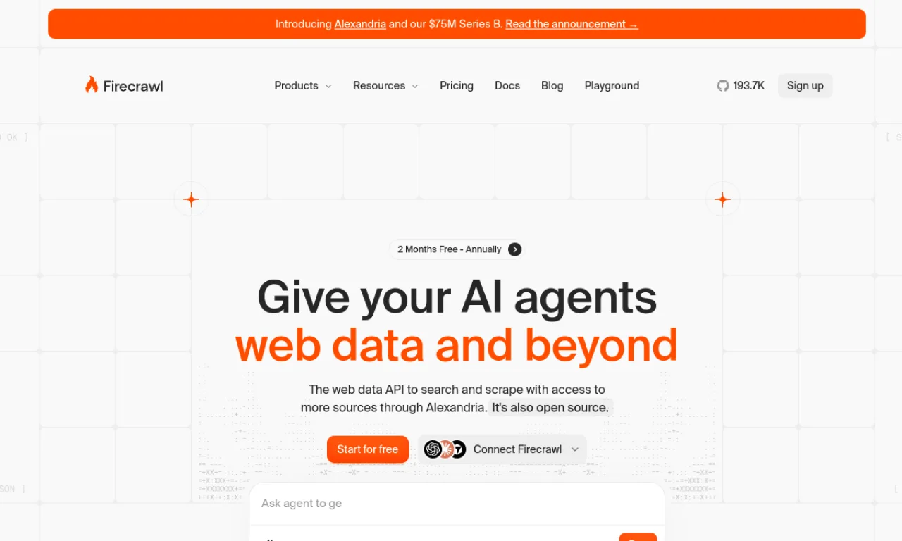 Screenshot of Firecrawl website