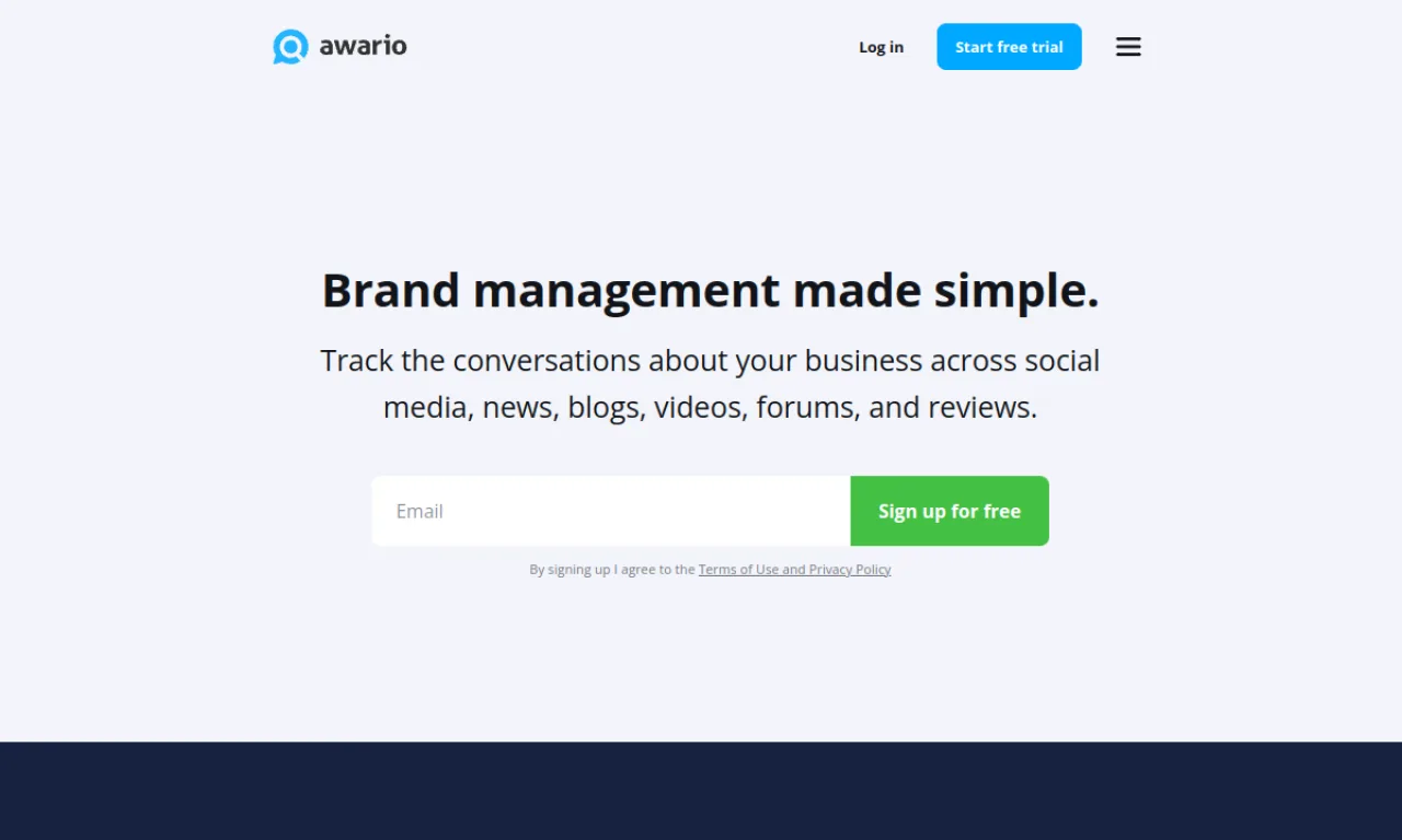 Screenshot of Awario website
