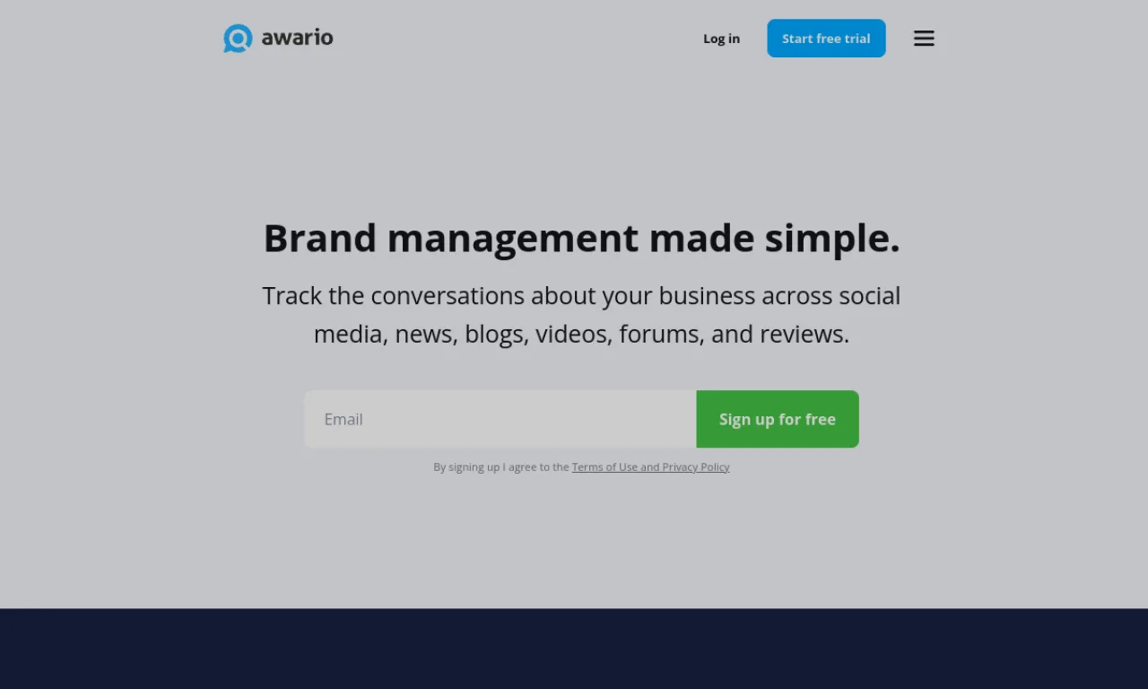 Screenshot of Awario website