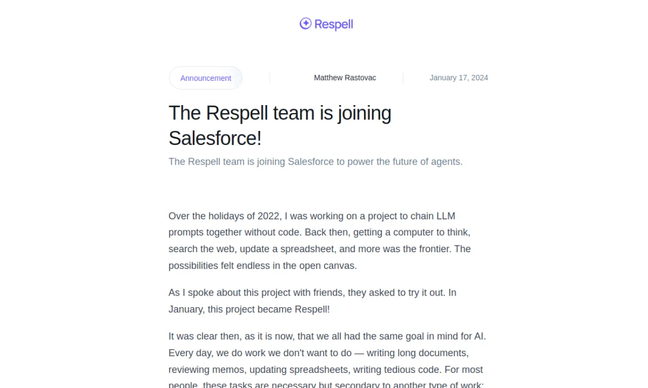 Screenshot of Respell website