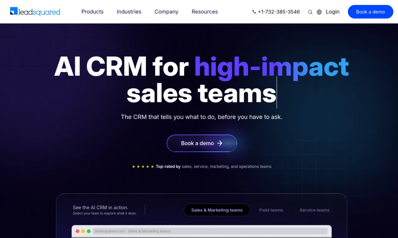 Screenshot of LeadSquared website
