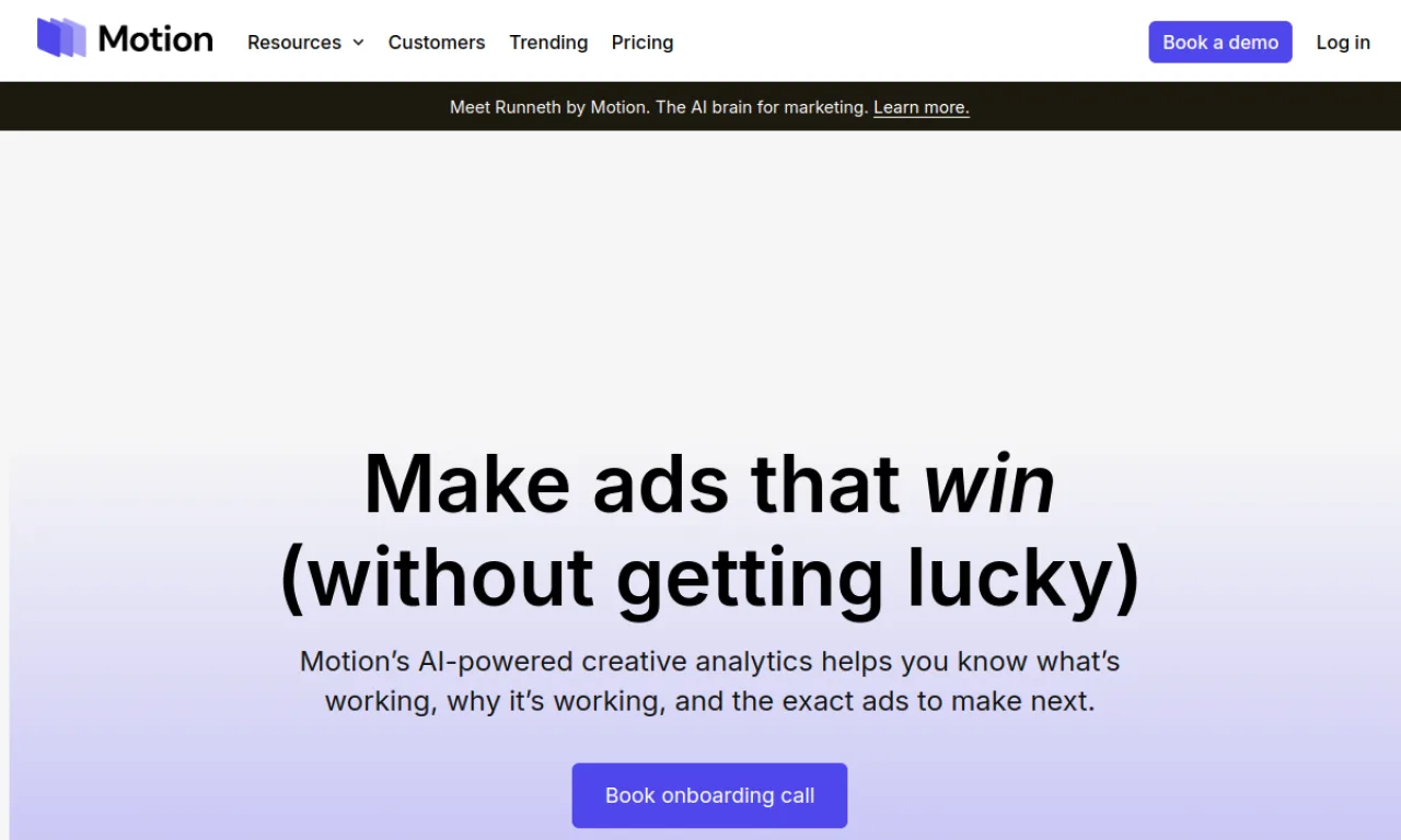 Screenshot of Motion (creative analytics) website