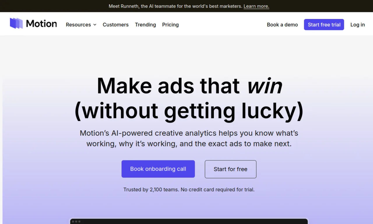 Screenshot of Motion (creative analytics) website