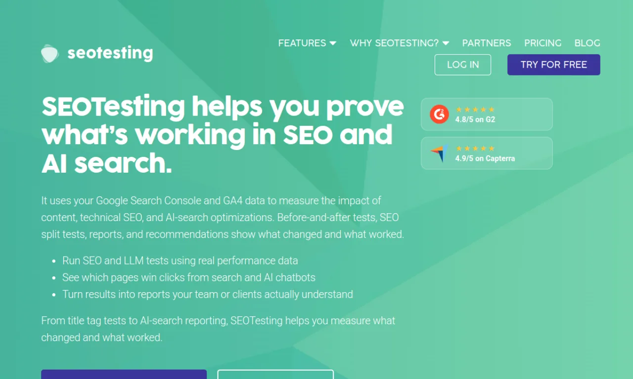 Screenshot of SEOTesting website