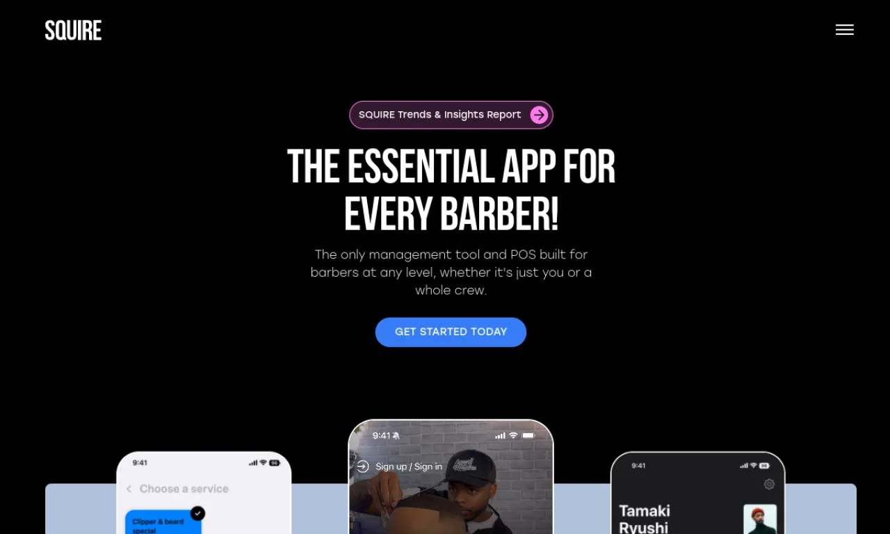 Screenshot of Squire website