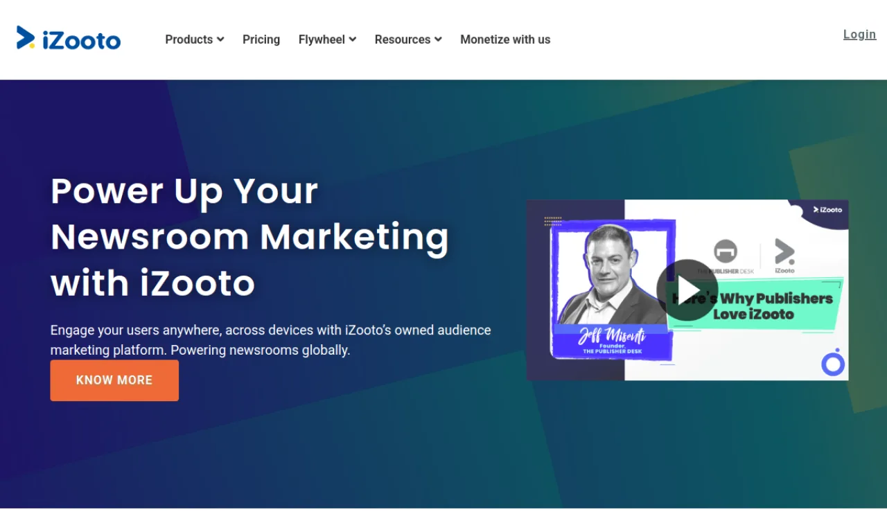 Screenshot of izooto website