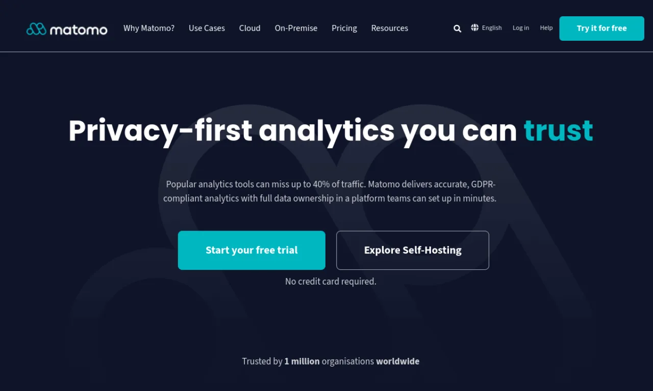 Screenshot of Matomo website