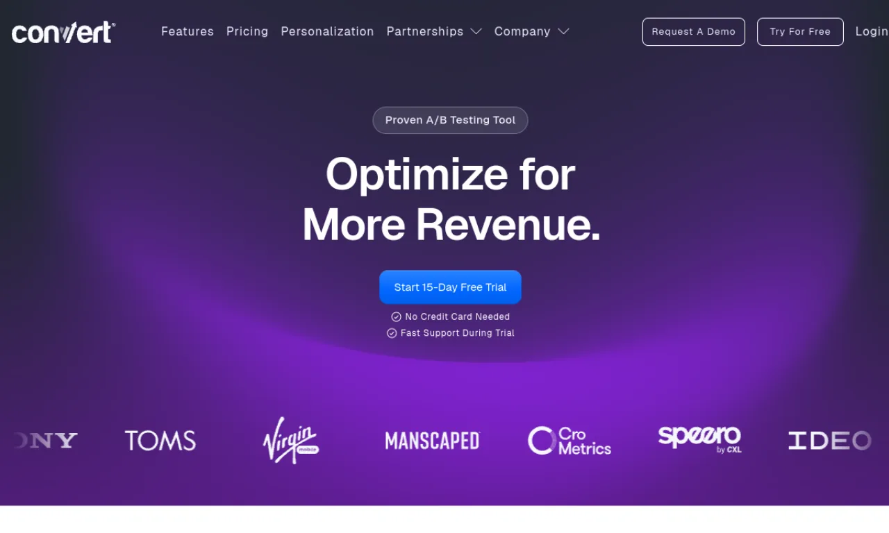 Screenshot of Convert Experiences website
