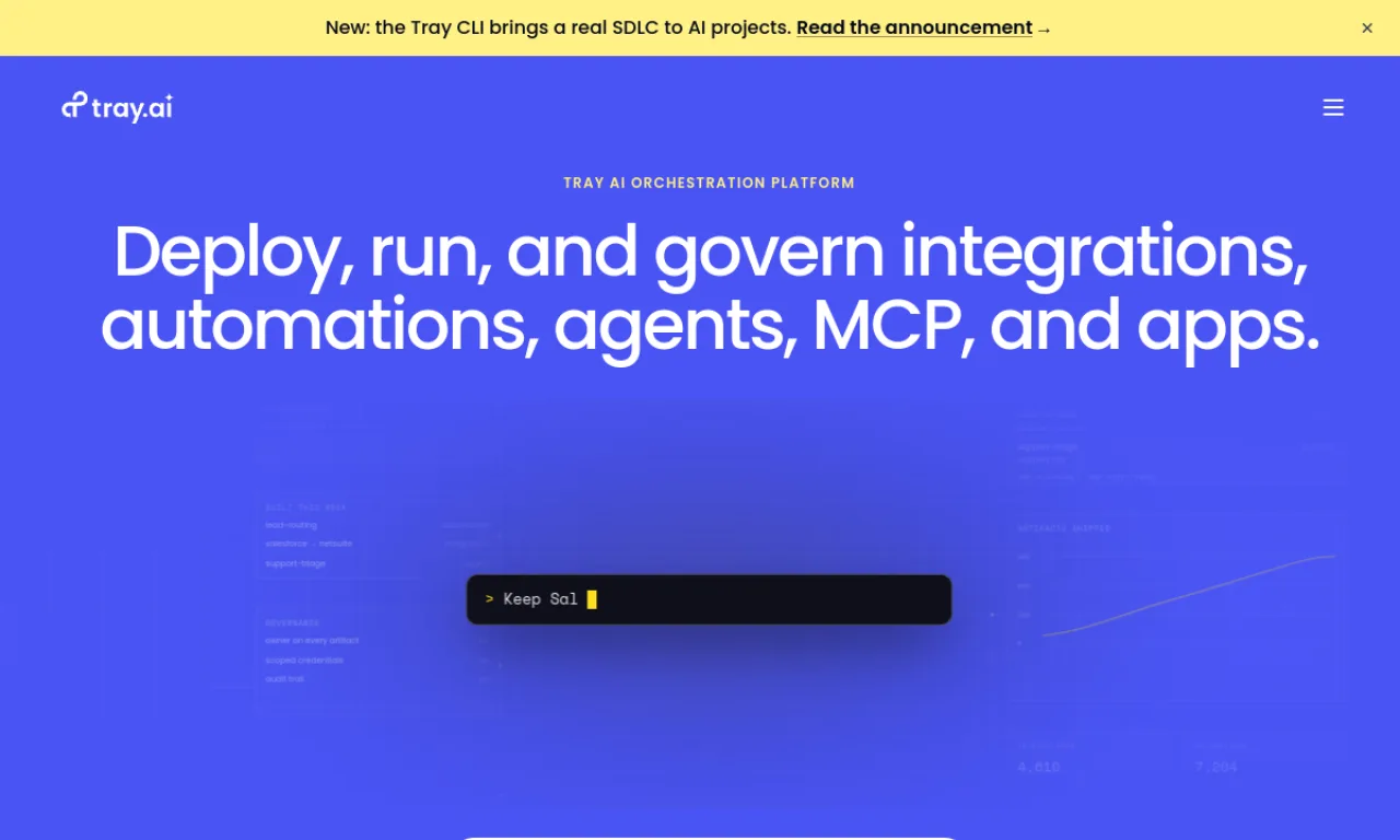 Screenshot of Tray Embedded / Workato RevOps website