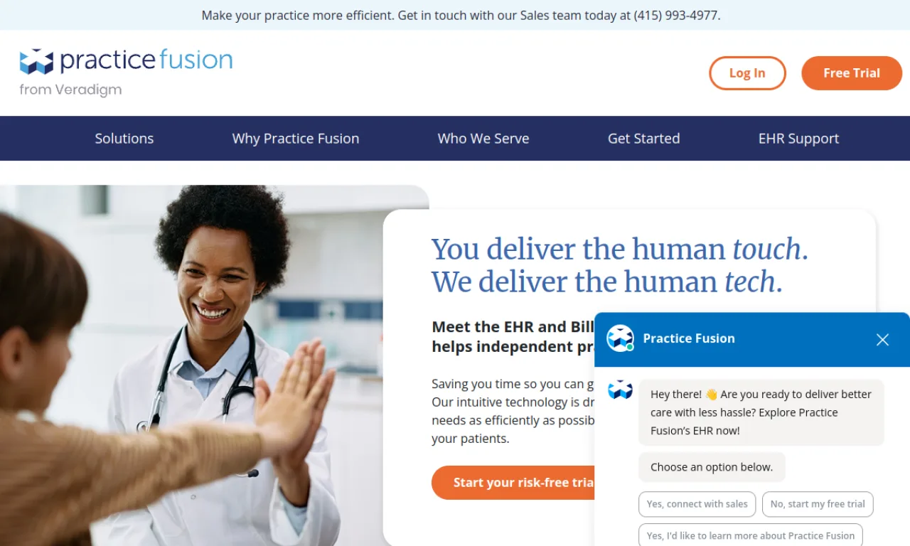 Screenshot of Practice Fusion website