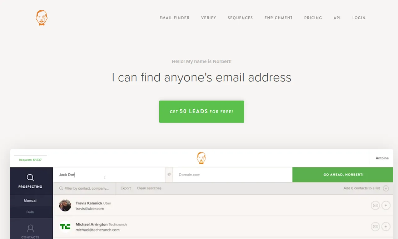 Screenshot of Norbert / Voila Norbert website