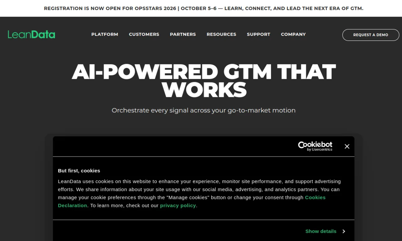 Screenshot of LeanData website