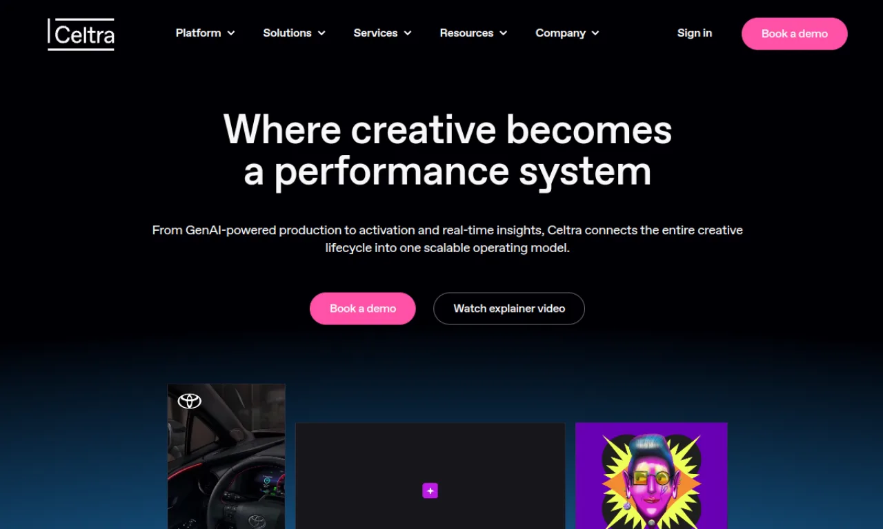 Screenshot of Celtra website
