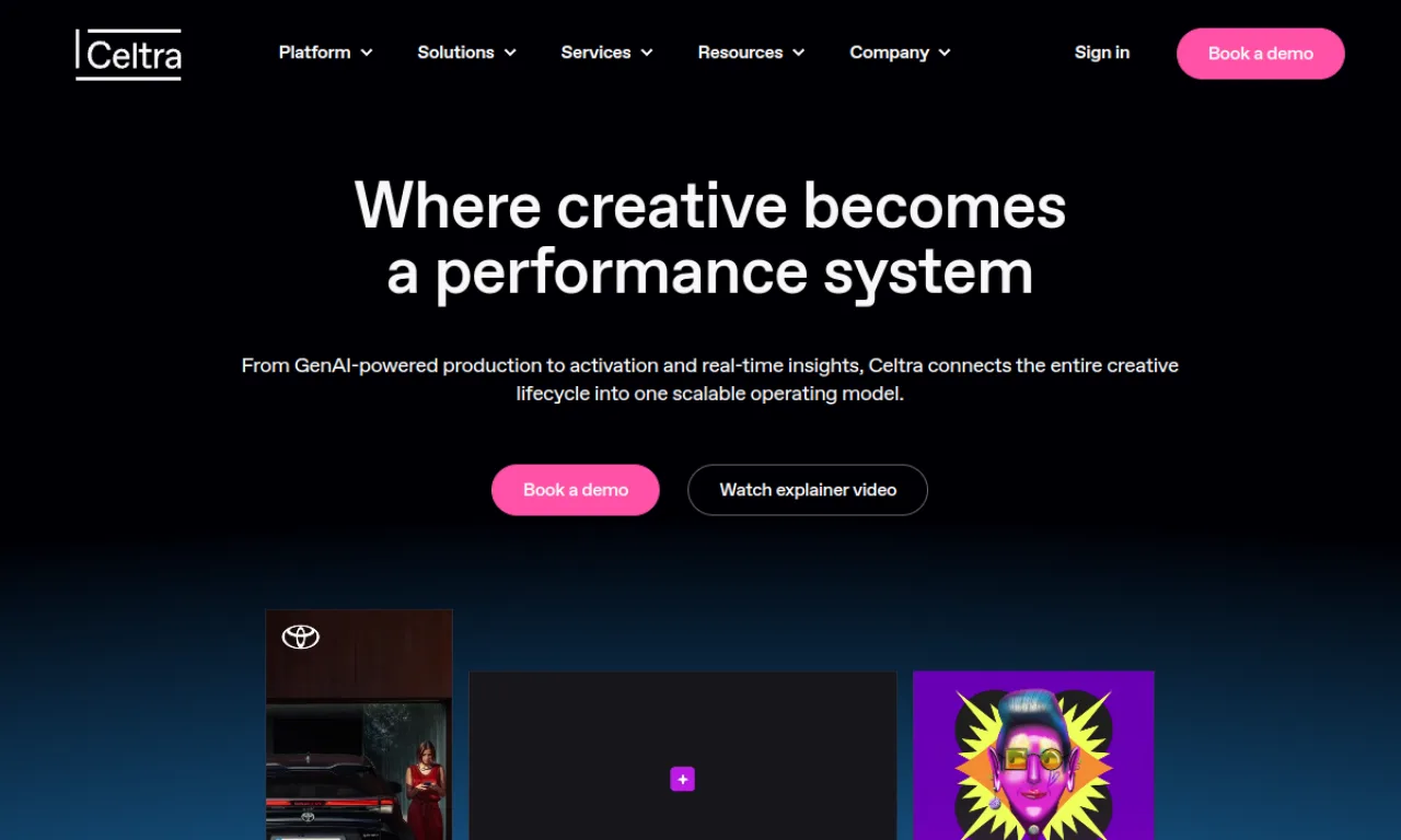 Screenshot of Celtra website