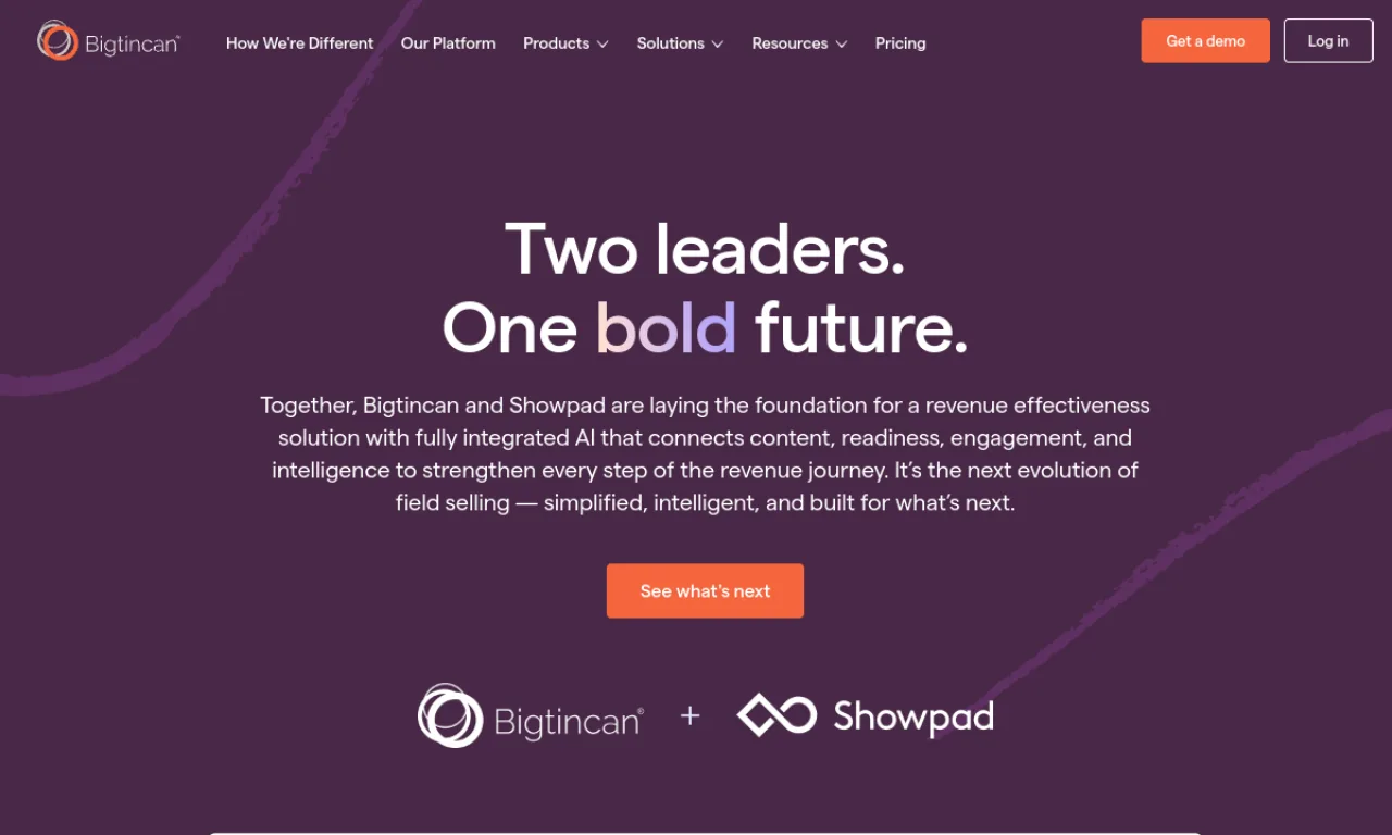 Screenshot of Bigtincan Engagement website