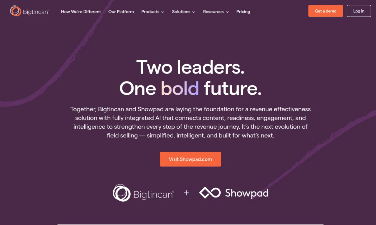 Screenshot of Bigtincan Engagement website