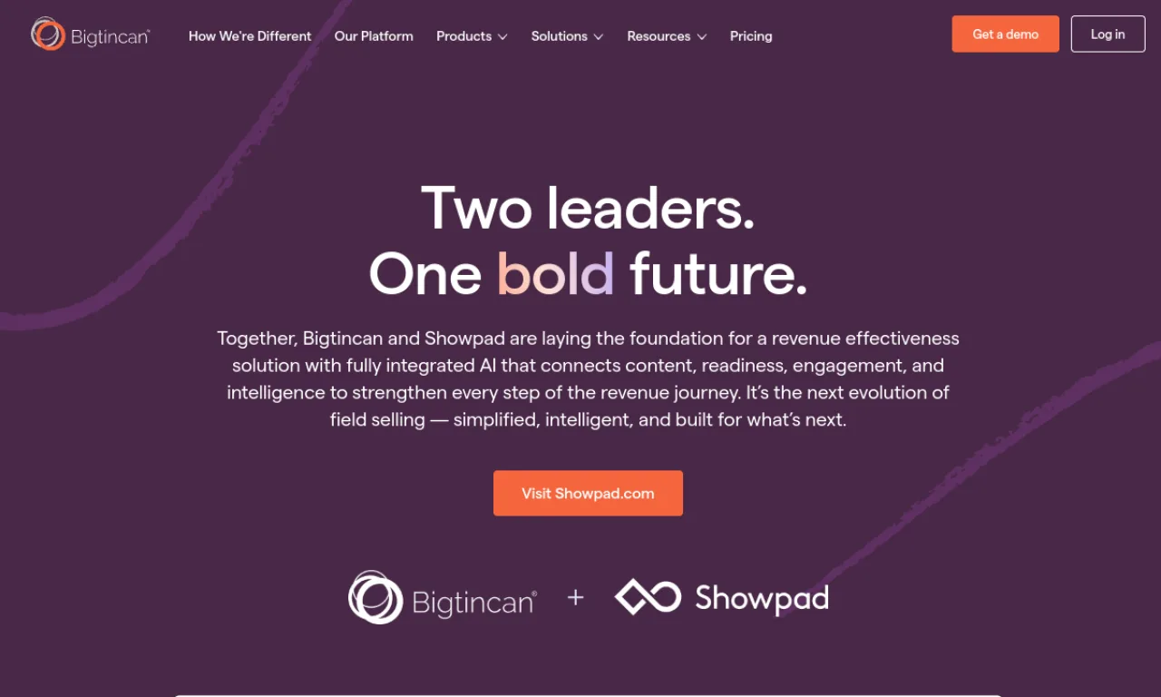 Screenshot of Bigtincan Engagement website