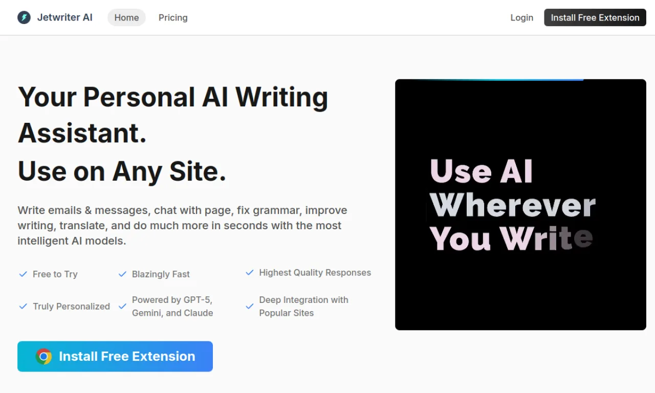 Screenshot of ChatGPT Writer website