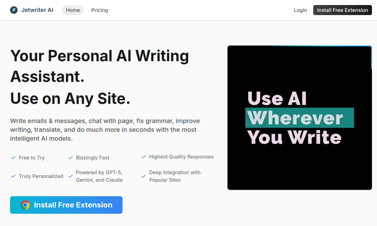 Screenshot of ChatGPT Writer website