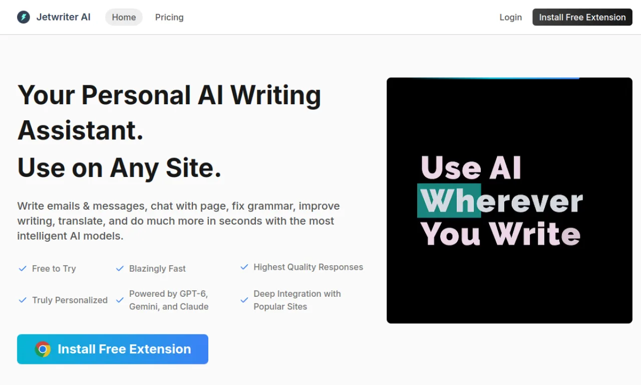Screenshot of ChatGPT Writer website