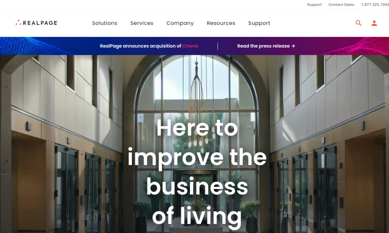 Screenshot of RealPage website