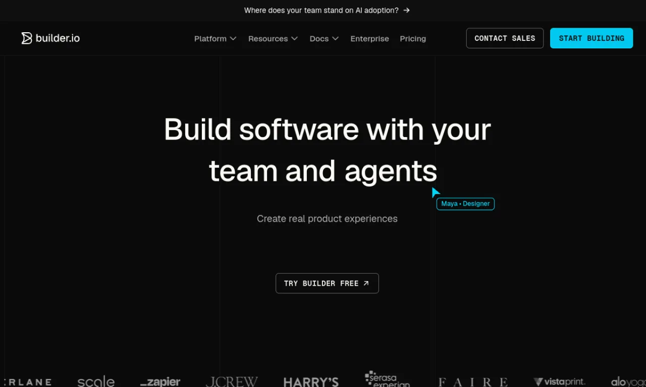 Screenshot of Builder.io website