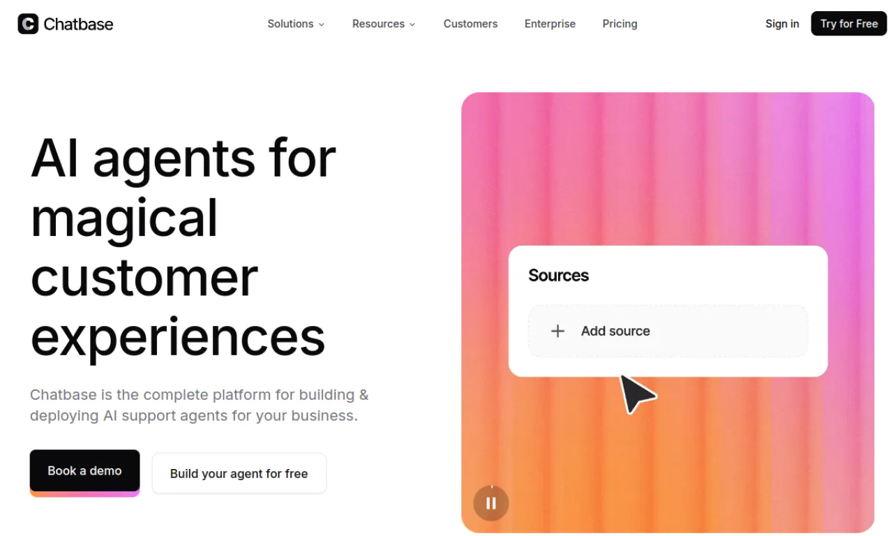 Screenshot of Chatbase website