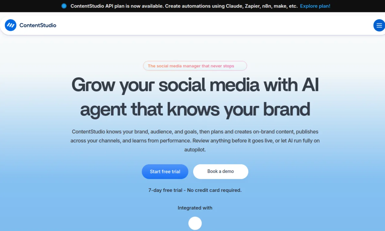Screenshot of ContentStudio website