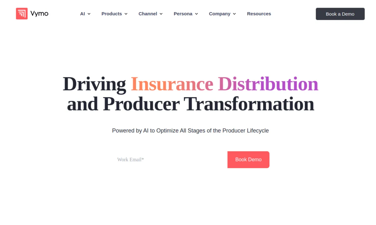 Screenshot of Vymo website