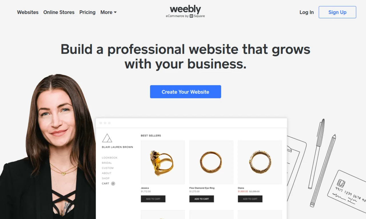 Screenshot of Weebly (Square) website
