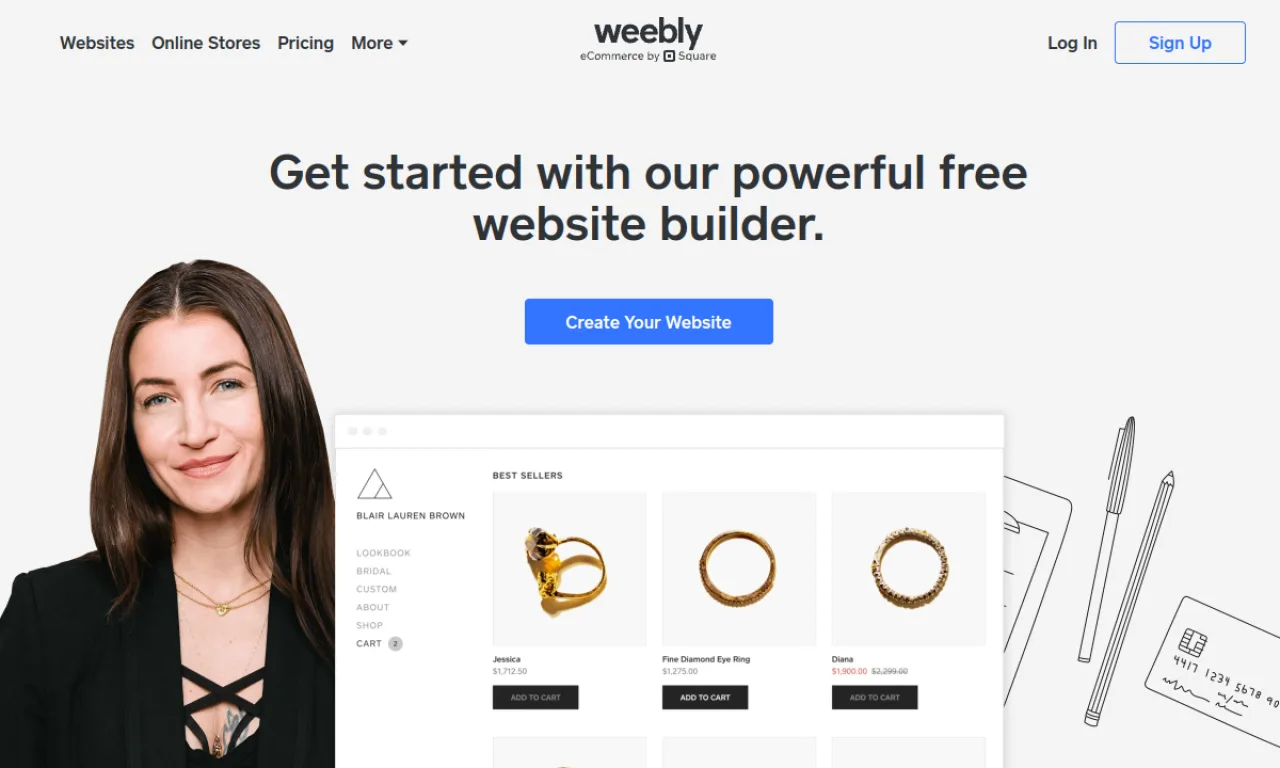 Screenshot of Weebly (Square) website