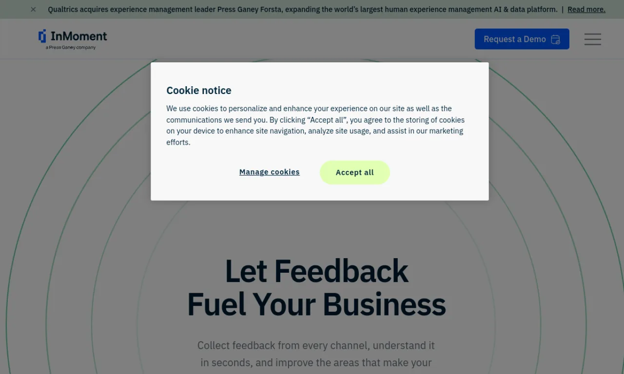Screenshot of InMoment website